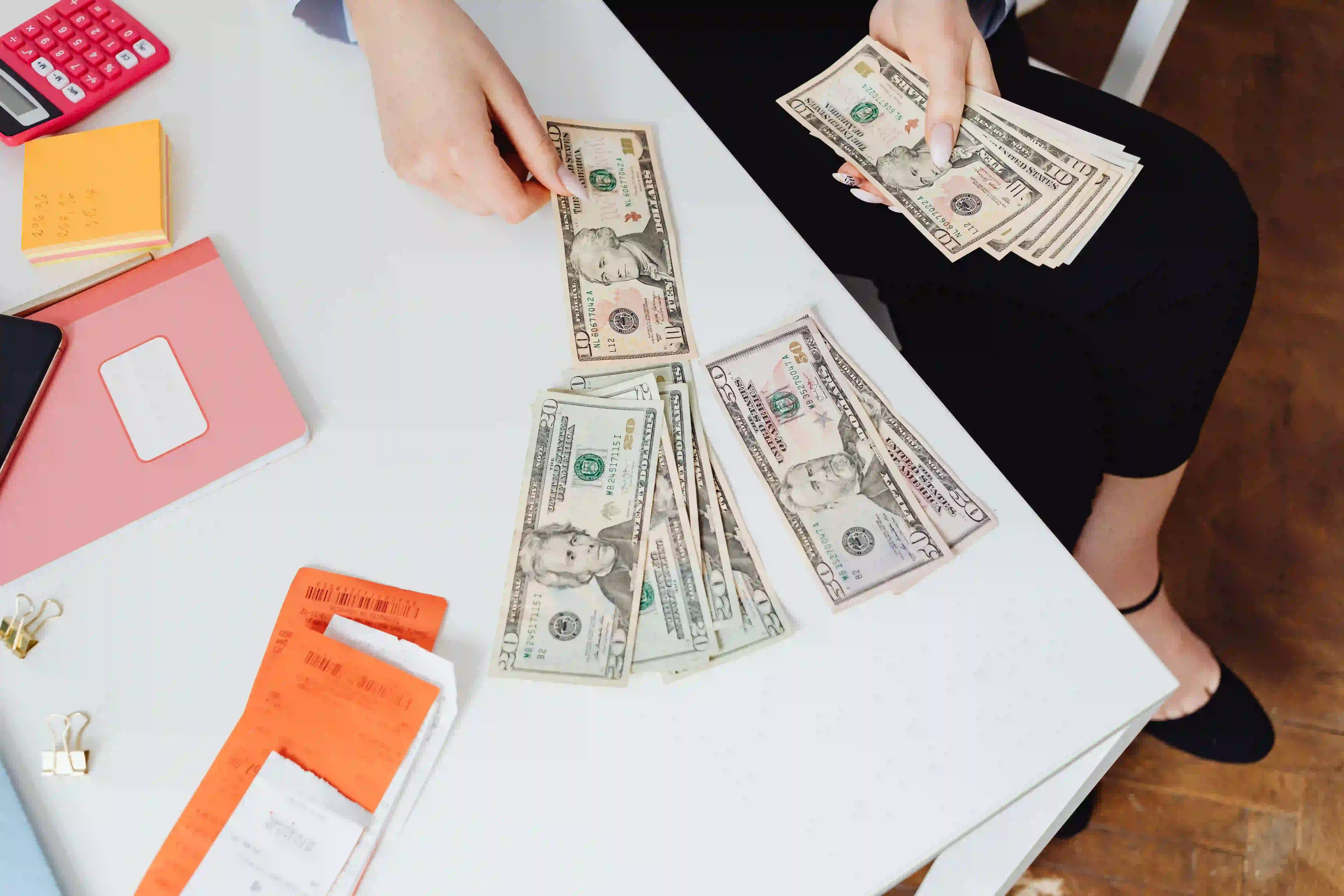 Person conducting a personal financial checkup